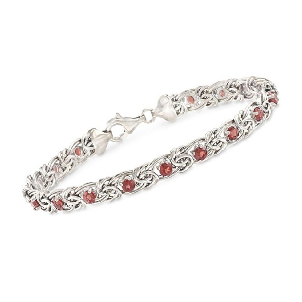 Garnet Byzantine Bracelet in SS